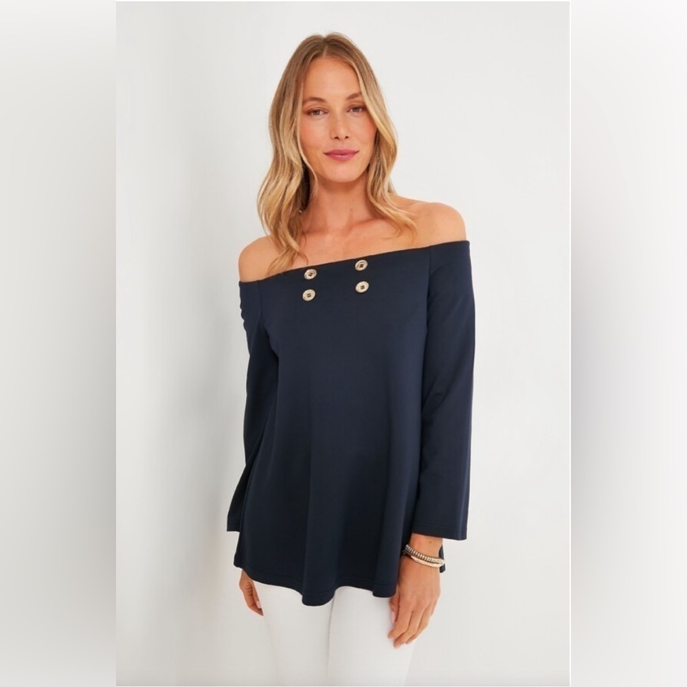 Tuckernuck Navy Off the Shoulder Top Small